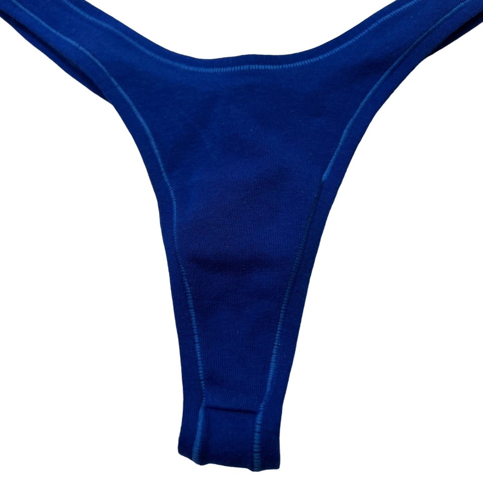 SKIMS Cotton Jersey Micro Dipped Thong Cobalt Medium eBay