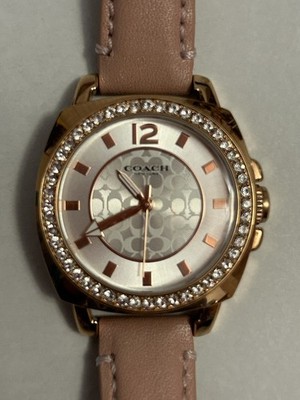 AUTHENTIC Coach Rose Gold Swarovski Crystal Woman Pink Watch 34mm