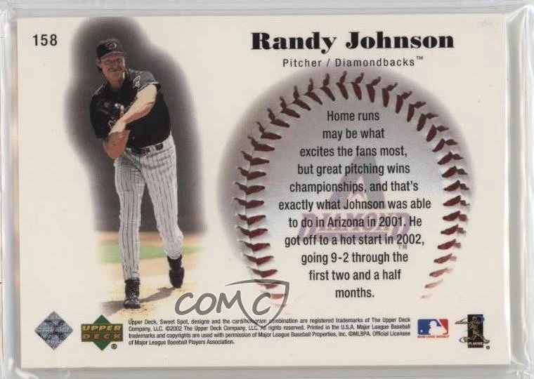 2002 Upper Deck Sweet Spot Game Faces Randy Johnson #158 HOF - Image 2 of 2
