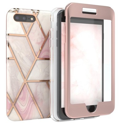 Für Apple iPhone 8 Plus /  7 Plus Rundum Hülle 360 Schutz Fullcover Rose Gold