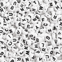 1200 StüCk Buchstabenperlen 6 Mm Rund Alphabet Spacer Perlen FüR Schmuck Basteln