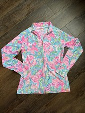 Lilly Pulitzer Hadlee Jacket UPF 50 Ibiza Blue Gimme The Juice Blue Zip S EUC