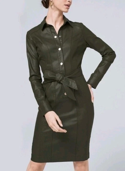 white house black market leather dress White House Black Market 100persent genune leather black A-line dress size0 NWOT