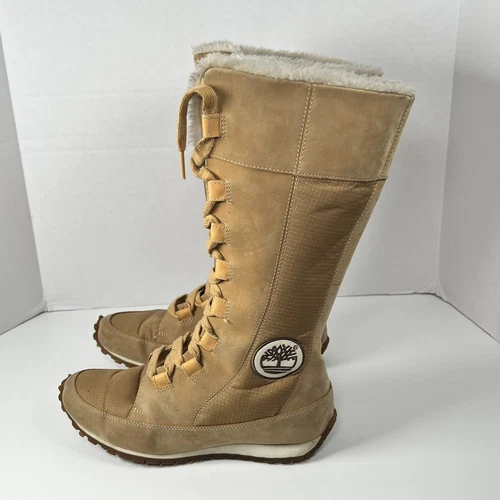 Stivali da neve invernali Timberland Grammercy taglia 6 5 alti in pelle con lacci foderati in pelliccia