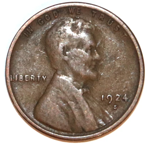 1924S LINCOLN WHEAT CENT - VG/Fine - #5974-9C - FREE SHIPPING