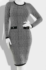 BCX Junior's Black Round-Neck Sequin-Embellished Sweater Dress Size M