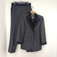 After Six Mens Black Tuxedo Suit Velvet Soutache Trim 38 Reg Vintage 1960s Union