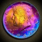 Kennedy Half Dollar 1964 About Uncirculated 90% Silver Monster Rainbow Toning