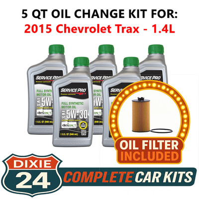 Fits: 2015 Chevrolet Trax 1.4L 6,000 Mile Synthetic Oil & Filter Kit (5W-30)