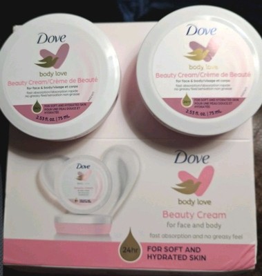 Dove Body Love Beauty Cream 24hr Fast Absorption Non-Greasy Face Body 2.53oz