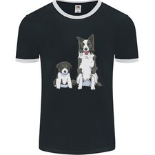 Un T-Shirt Ringer Pour Homme Border Collie Et Chiot FotL