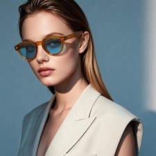 Retro Round Sunglasses Thick Frame Vintage Fashion UV400 Women Shades