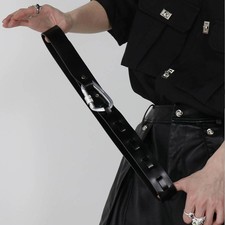 BELT BLACK Heliot Style Emil Metal Carabiner Silver Buckle Calf Leather Unisex