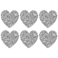 6Er-Set Pailletten-Herz AufbüGler 5,5Cm Silber FüR DIY Basteln