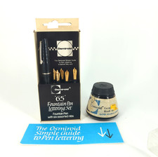 Osmiroid Fountain Pen with 5 Nibs Italic Broad Medium Fine B2 B3 W Black Ink