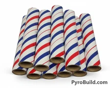 10pc Fireworks Cardboard Tubes 3/4" x 6" x 3/32" Red/White/Blue Pyro