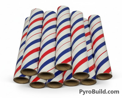 10pc Fireworks Cardboard Tubes 3/4'' x 6'' x 3/32'' Red/White/Blue Pyro