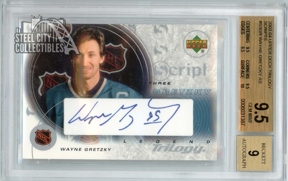 Wayne Gretzky Autographed Signed 2003 Trilogy Scripts All-Star Autograph Card #S3-GR BGS 9.5 AUTO 9 