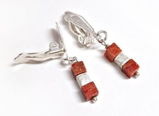 Ohrclips Silber 925 Koralle rot Ohrringe Clips echt Sterlingsilber kl415