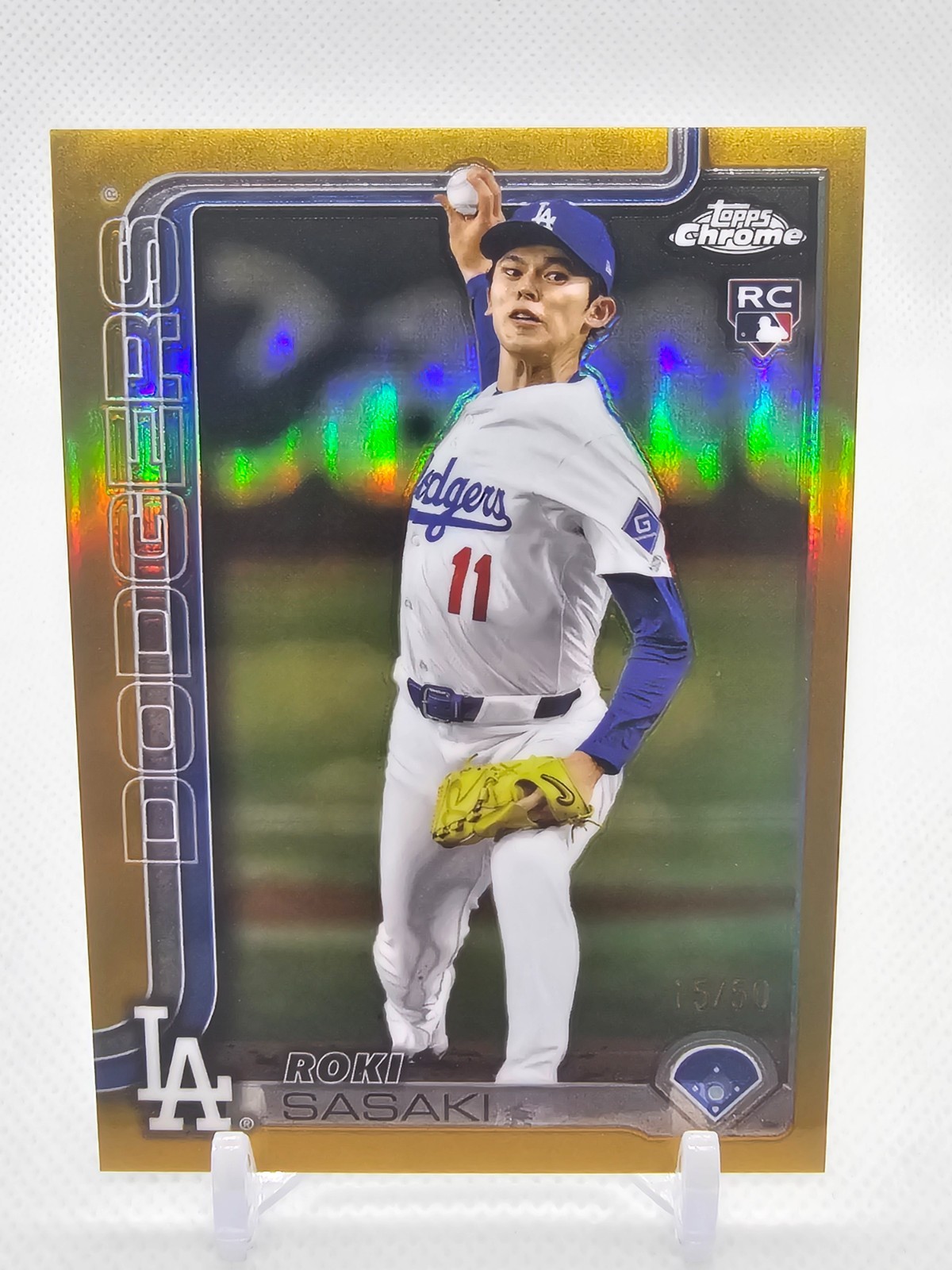 2025 Topps Chrome Roki Sasaki #217 Gold Refractor RC /50