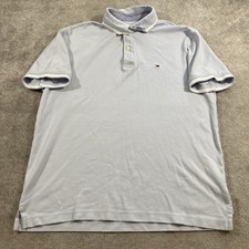 Tommy Hilfiger Polo Shirt Mens Medium Blue Short Sleeve Casual Logo