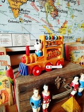 Boulier Abacus vintage – Train bois éducatif panda | 1980