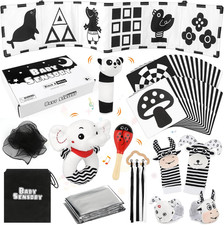32PCS Black and White Baby Sensory Toys, Newborn Tummy Time, Rattle, Soft Book