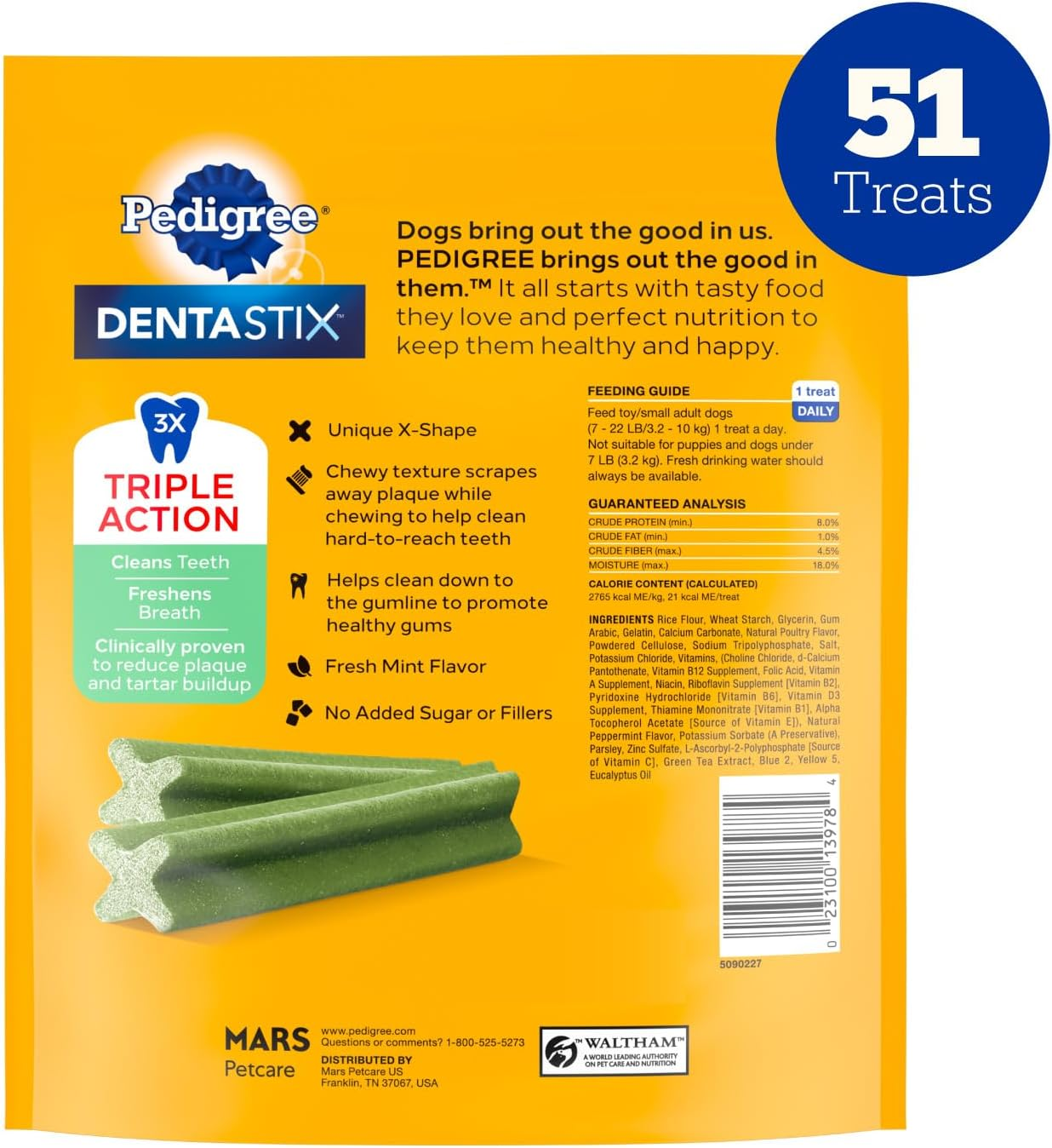 Pedigree Dentastix Small & Toy Breed Dental Dog Treats, Fresh, 51 Count ...