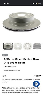 GM AcDelco Silver Coated Disc Brake Rotor