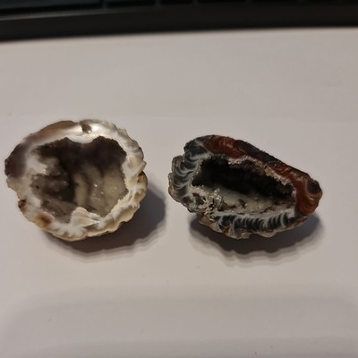 2x Achat-Kristall (Quarz) Druse/Geode/Thunderegg 4,5cm / Albuquerque New Mexiko