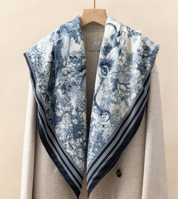 70% Cashmere 30% Silk Scarf Neckerchief Shawl Bandana 53'' tree Print Wrap new