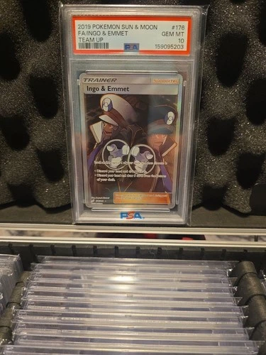 2019 POKEMON SUN & MOON TEAM UP #176 FULL ART/INGO & EMMET PSA 10