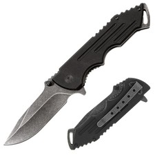 Spring Assisted Tactical Pocket Knife  G10 Handle  Stonewash Drop Point Blade