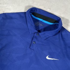 Nike Golf Polo Shirt Men Large Blue Jacquard Camo Dri-FIT Stretch Vented 885708