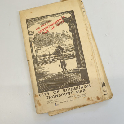 1939 Stadt Edinburgh Transportkarte Straßenbahn und Bus John Bartholomew And Sons Ltd