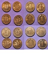 8 Vintages 4 x 1 Pfennig from 1988/ 1987/1986/ 1985/ 1984/ 1983/ 1982 and 1981