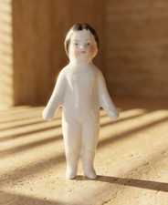 1800s Antique  2" Frozen Charlotte Bisque Porcelain Badekinder Doll Old Germany
