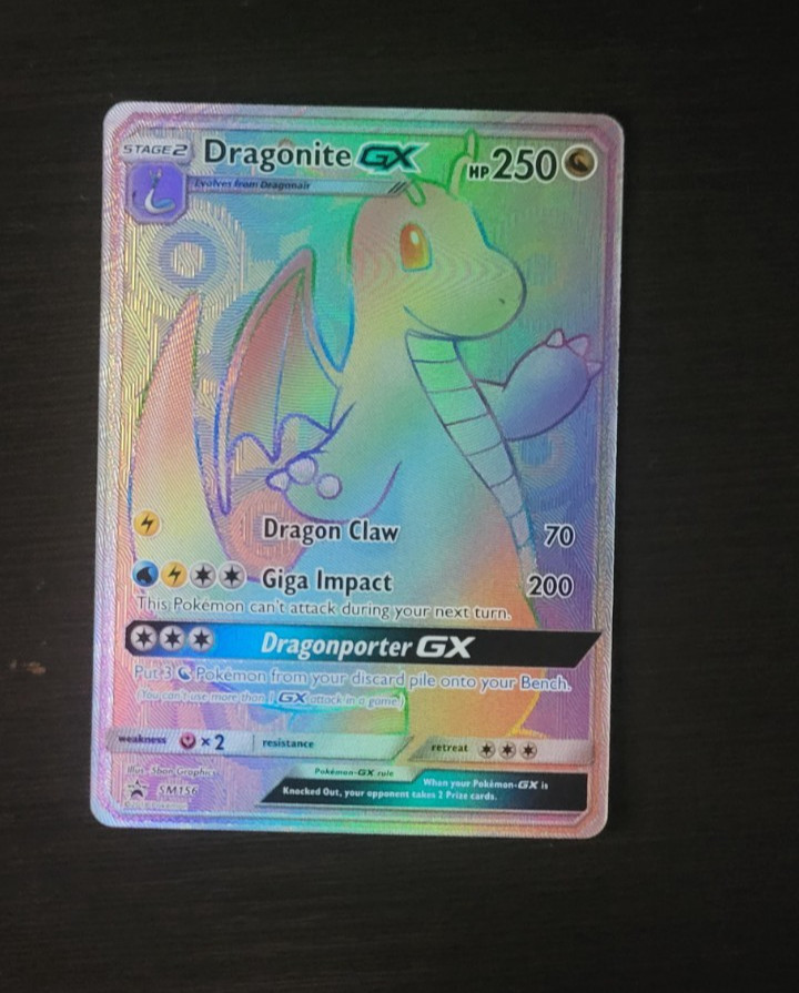 Pokemon Sun and Moon Black Star Promo DRAGONITE GX Secret Rainbow Rare #SM156