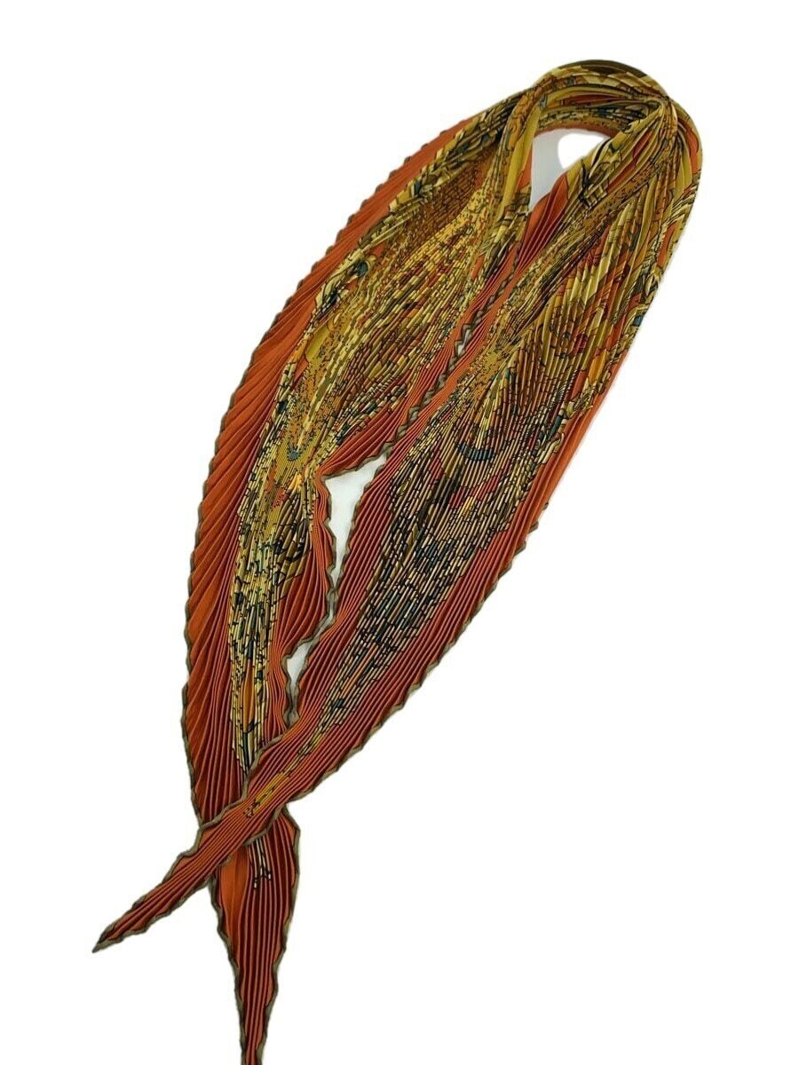 HERMES Silk Scarf Orange All-Over Pattern Women's Luxury Gift Box Included