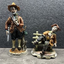 2 Large Capodimonte porcelain figurines, Tramp On A Bench And A Huntsman