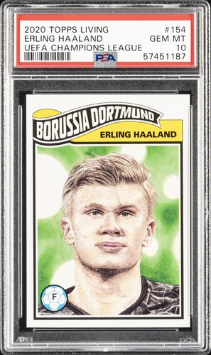 2020 TOPPS LIVING CHAMPIONS LEAGUE #154 ERLING HAALAND PSA 10