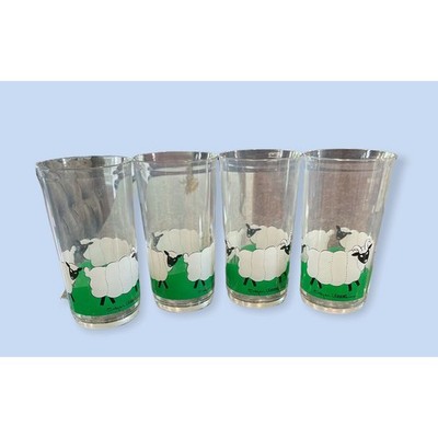 Vintage 1985 Unbreakables Thermo-Serv Sheep Glasses Cups Set Of 4