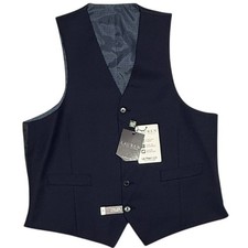 Lauren Ralph Lauren Suit Vest Mens Medium Blue Button Front Stretch Flex NEW