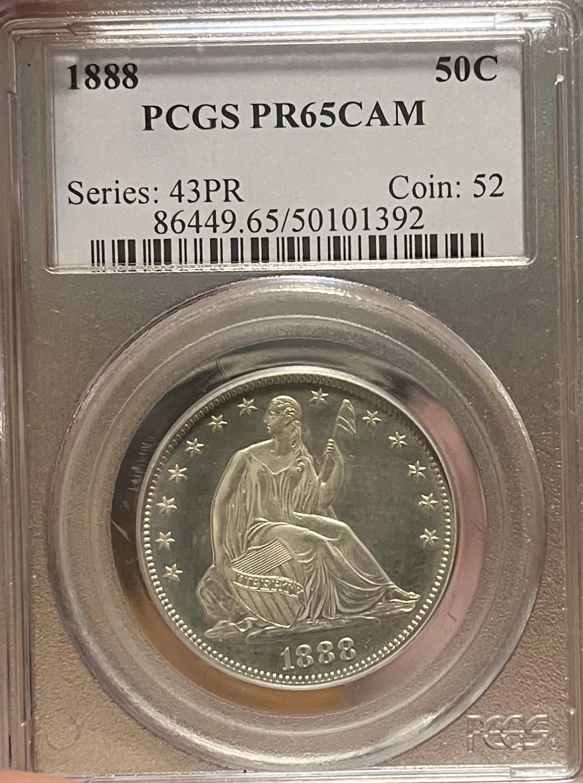 1888 PCGS PR65CAM Proof Seated Liberty Half Dollar