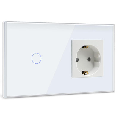 BSEED Touch Lichtschalter Mit Steckdose 1 Fach 1 Weg Wandschalter Mit LED Anzeig