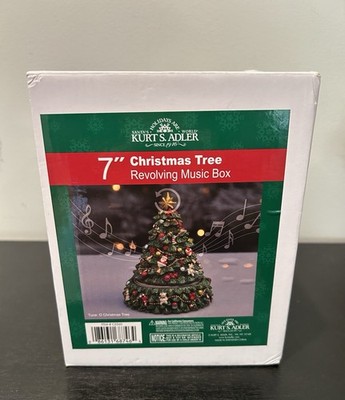 Revolving Music Box Resin Christmas Tree by Kurt S. Adler-Wind Up