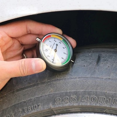 Tyre Tread Depth Gauge Stainless Steel Dial Meter Car Safety Check Tool