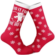 Men's I Do It for The Ho's Socks Funny Christmas Santa Claus Innuendo Graphic