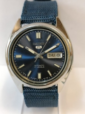 VINTAGE SEIKO 5 17J AUTOMATIC BLUE DIAL 7009-3041 JAPAN MEN'S