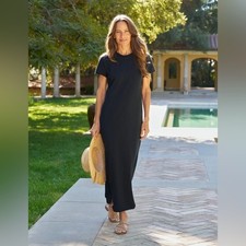 Frank & Eileen HARPER Perfect Tee Maxi Dress Short Sleeve T-Shirt British Navy S